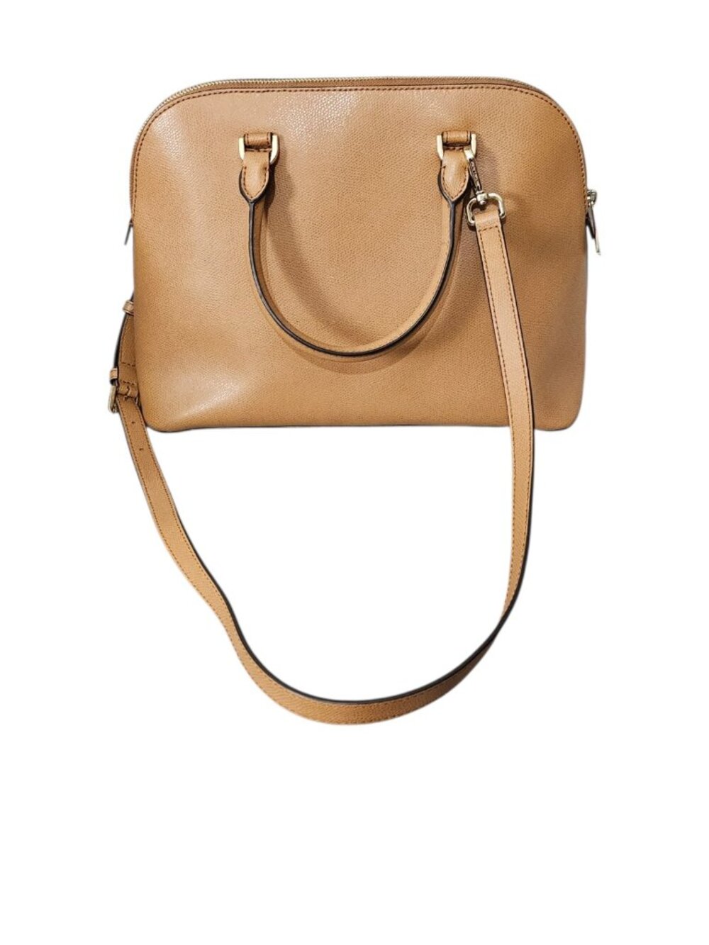 Michael Kors Cindy Large Leather Dome Satchel Shoulder Handbag COA Tan Gold - Picture 7 of 16